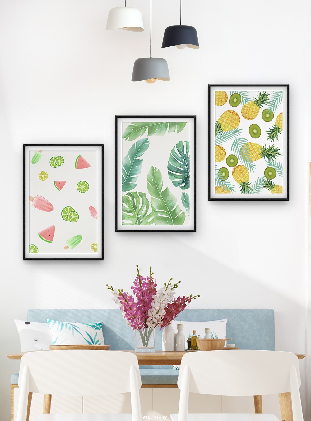 Hoa lá quả tranh vẽ CHL3-017-KG